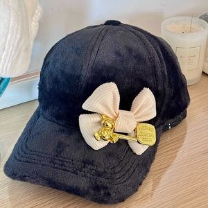 Customised Bow and Bear Visor Hat Fur Adjustable Cap